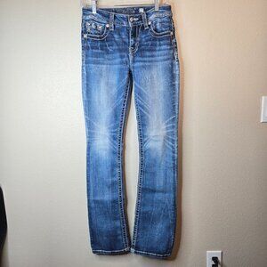 Miss Me Y2K Light Wash Embellished Embroidered Slightly Distressed Denim Jeans